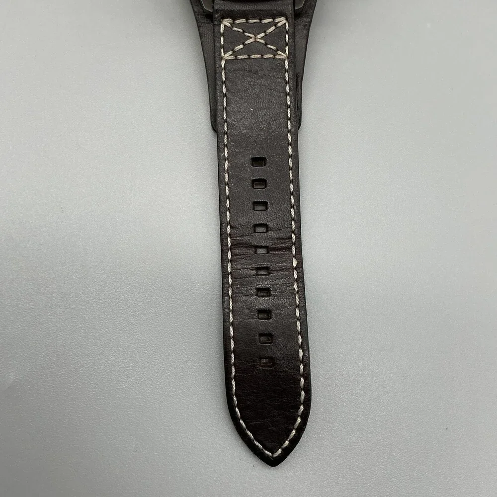 Fossil CH2599 Mens Watch 44mm Black Dial Leather Chronograph Date New Battery